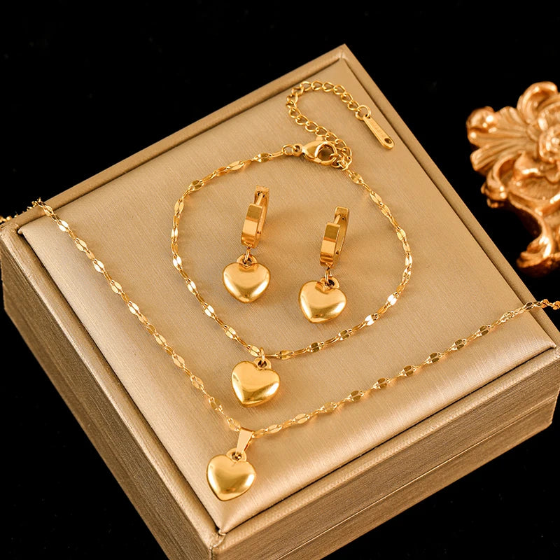 Parure de Bijoux "Cœur Sacré" – Acier Inoxydable