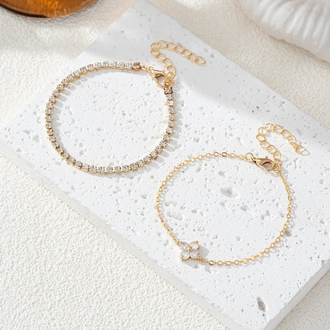 Lot de 2 bracelets zircon – Élégance minimaliste