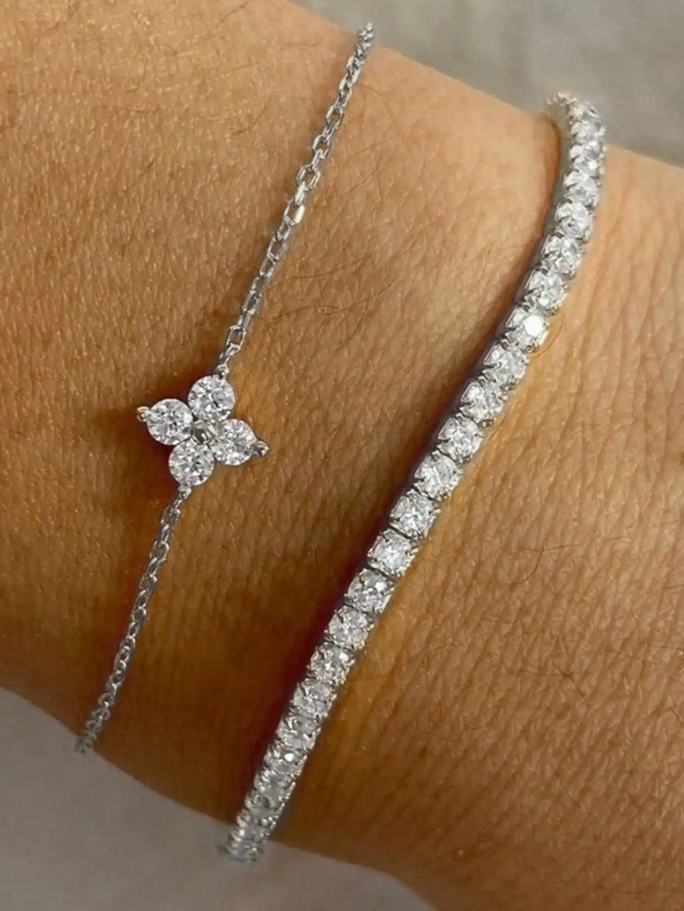 Lot de 2 bracelets zircon – Élégance minimaliste