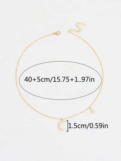Collier étoile & lune scintillant – pendentif féminin tendance