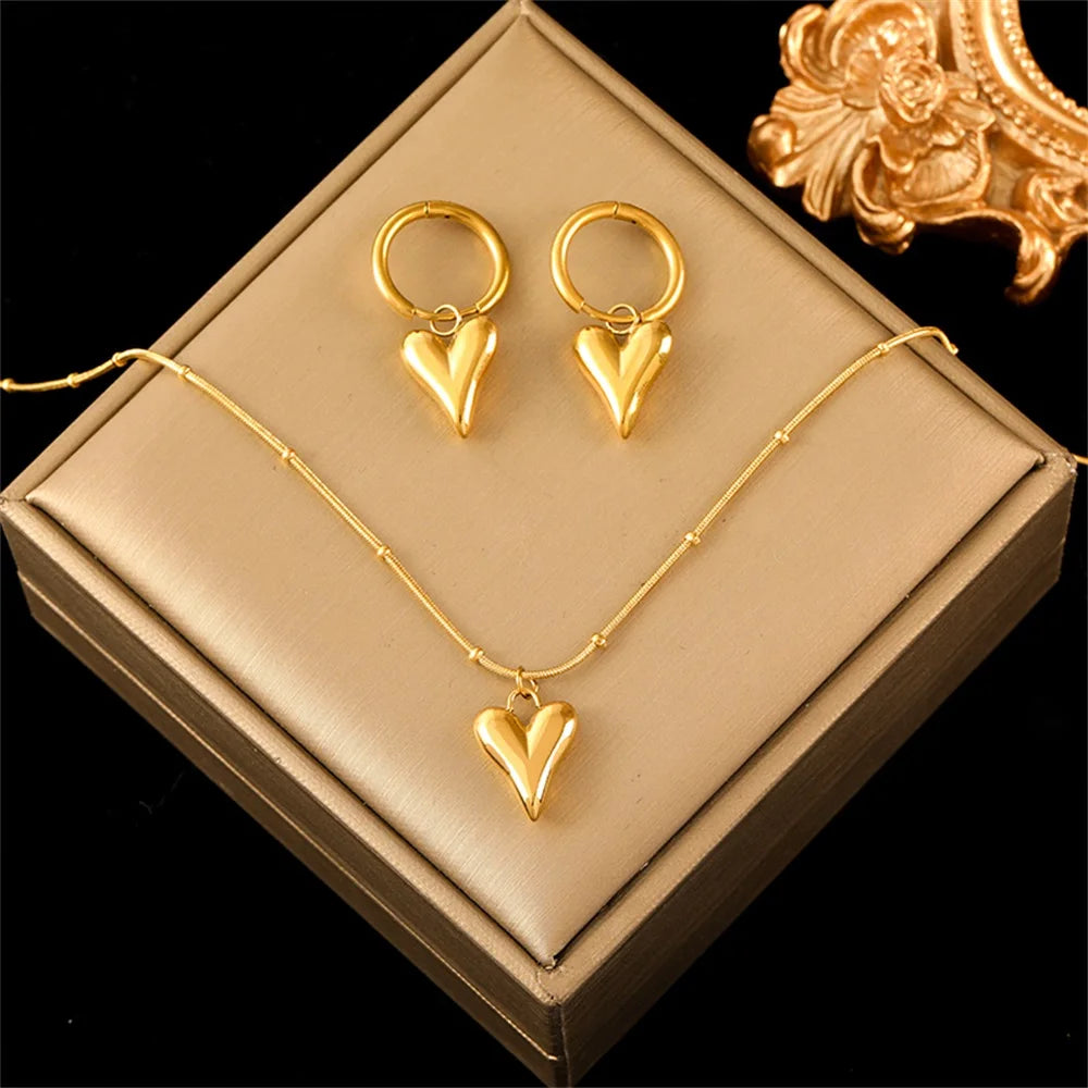 Parure de Bijoux "Cœur Sacré" – Acier Inoxydable
