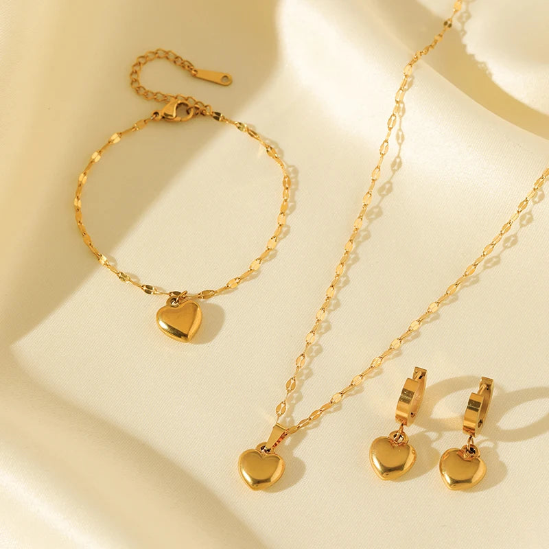 Parure de Bijoux "Cœur Sacré" – Acier Inoxydable