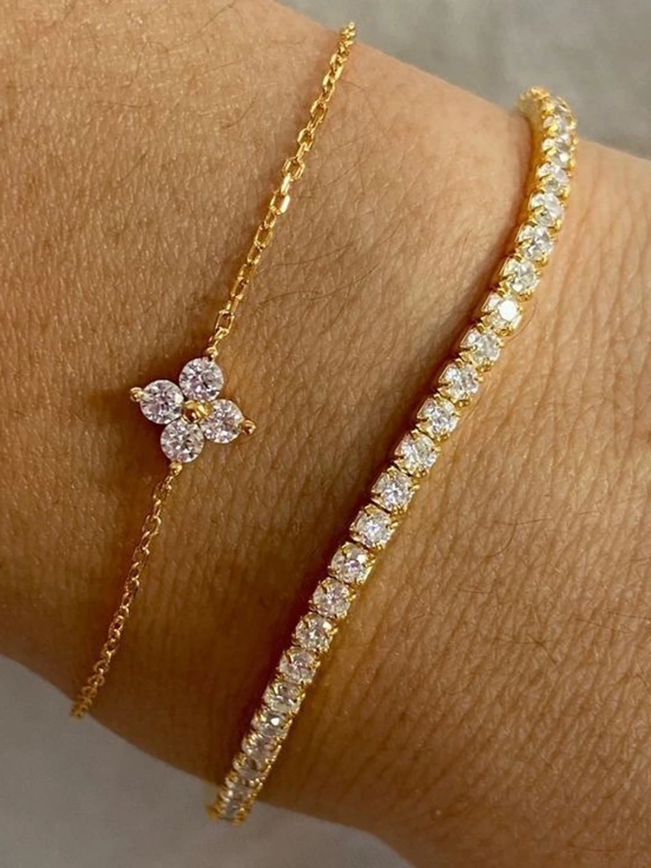 Lot de 2 bracelets zircon – Élégance minimaliste